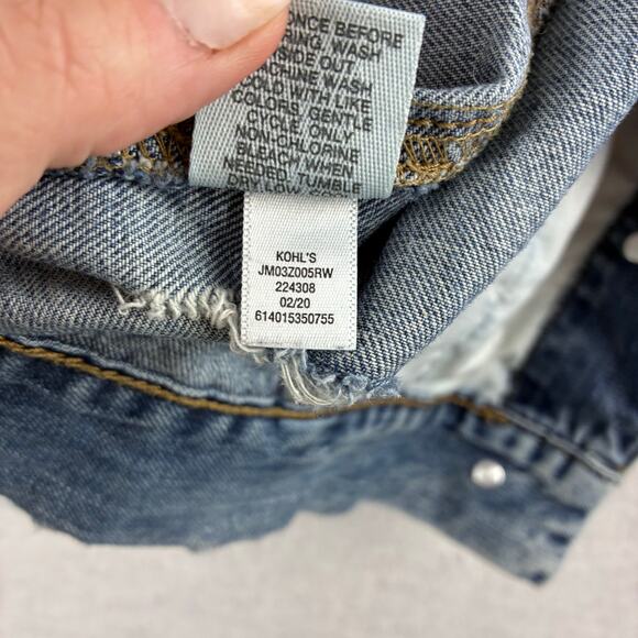 Mudd Y2K Denim Jacket Men's Medium Grunge Distressed Blue Jean 100% Cotton 2020 - Picture 6 of 10